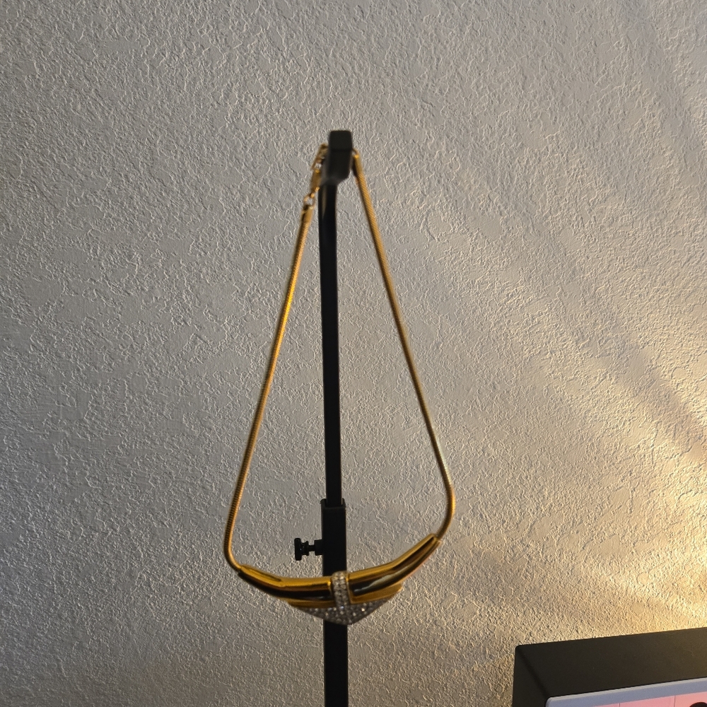 Givenchy Gold And Rhinestone Statement Necklace - image 4